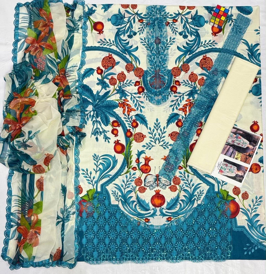 Luxury Embroidery Patches Suit – Ready to Wear Chiffon Dupatta