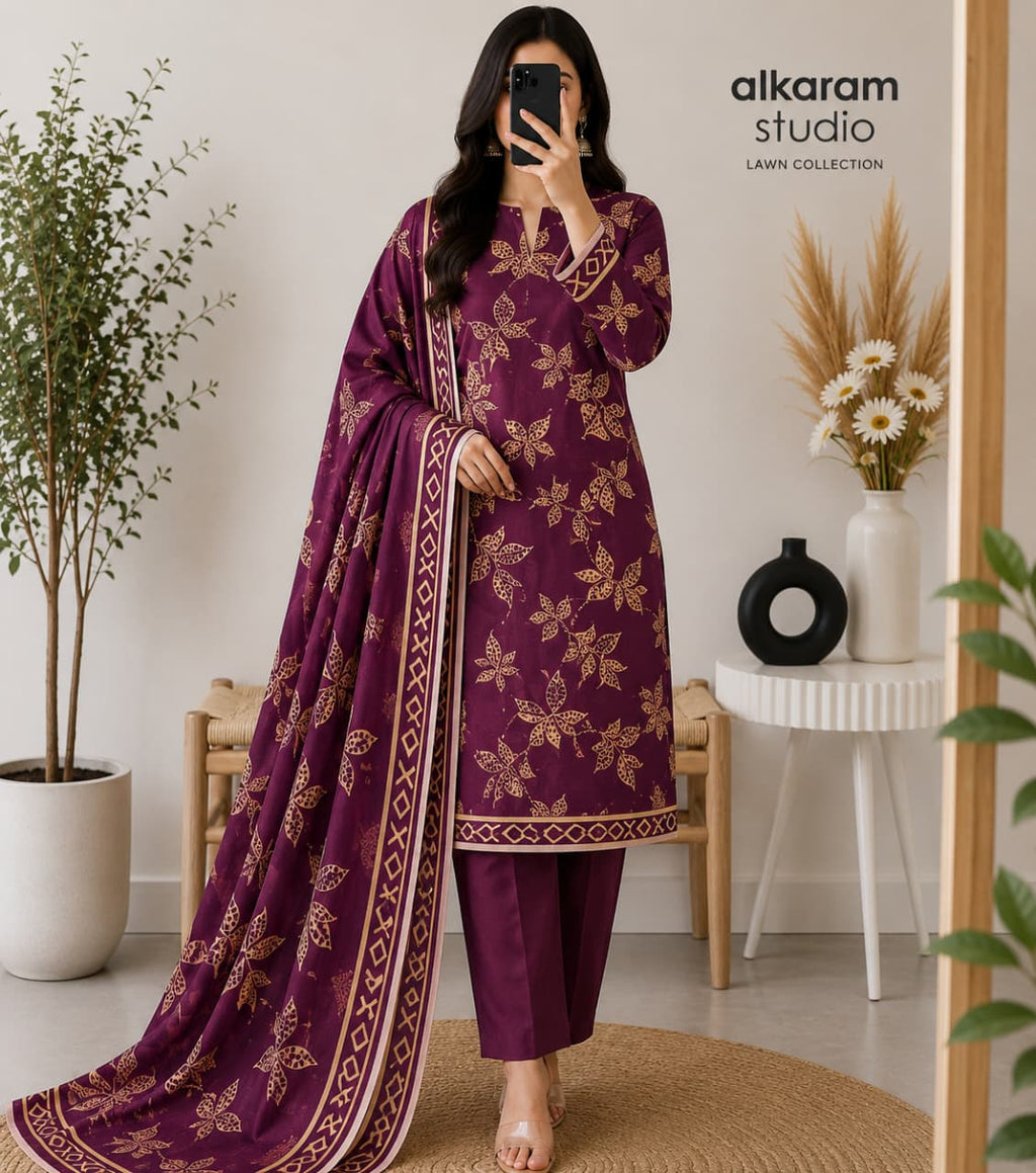 2026 Lawn Collection – Digital Printed 3PC Air-Jet Lawn Suit