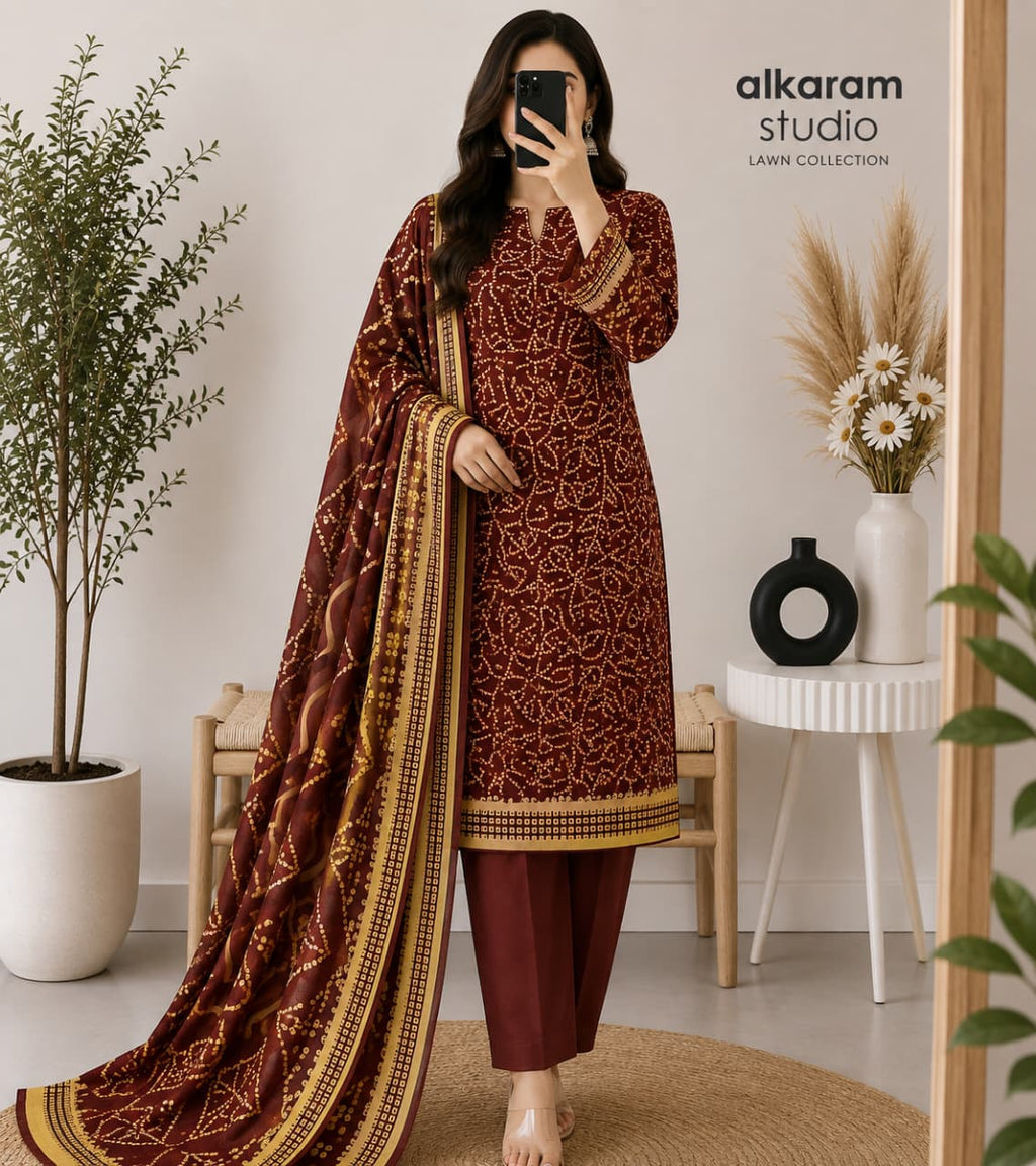 2026 Lawn Collection – Digital Printed 3PC Air-Jet Lawn Suit