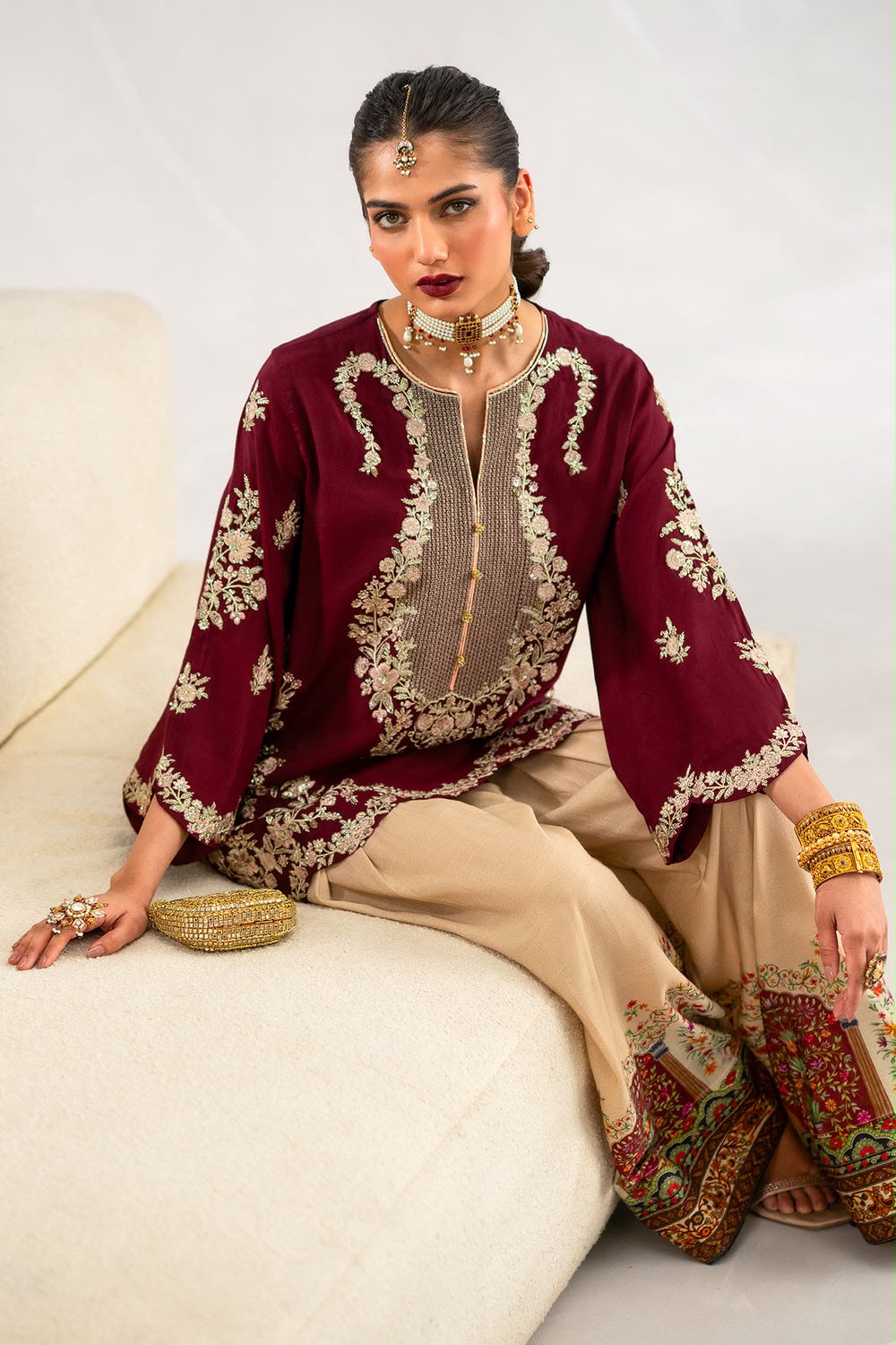 Ethnic Silk Collection 2026 – 3PC Embroidered Unstitched Silk Suit