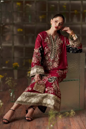 Ethnic Silk Collection 2026 – 3PC Heavy Embroidered Unstitched Suit