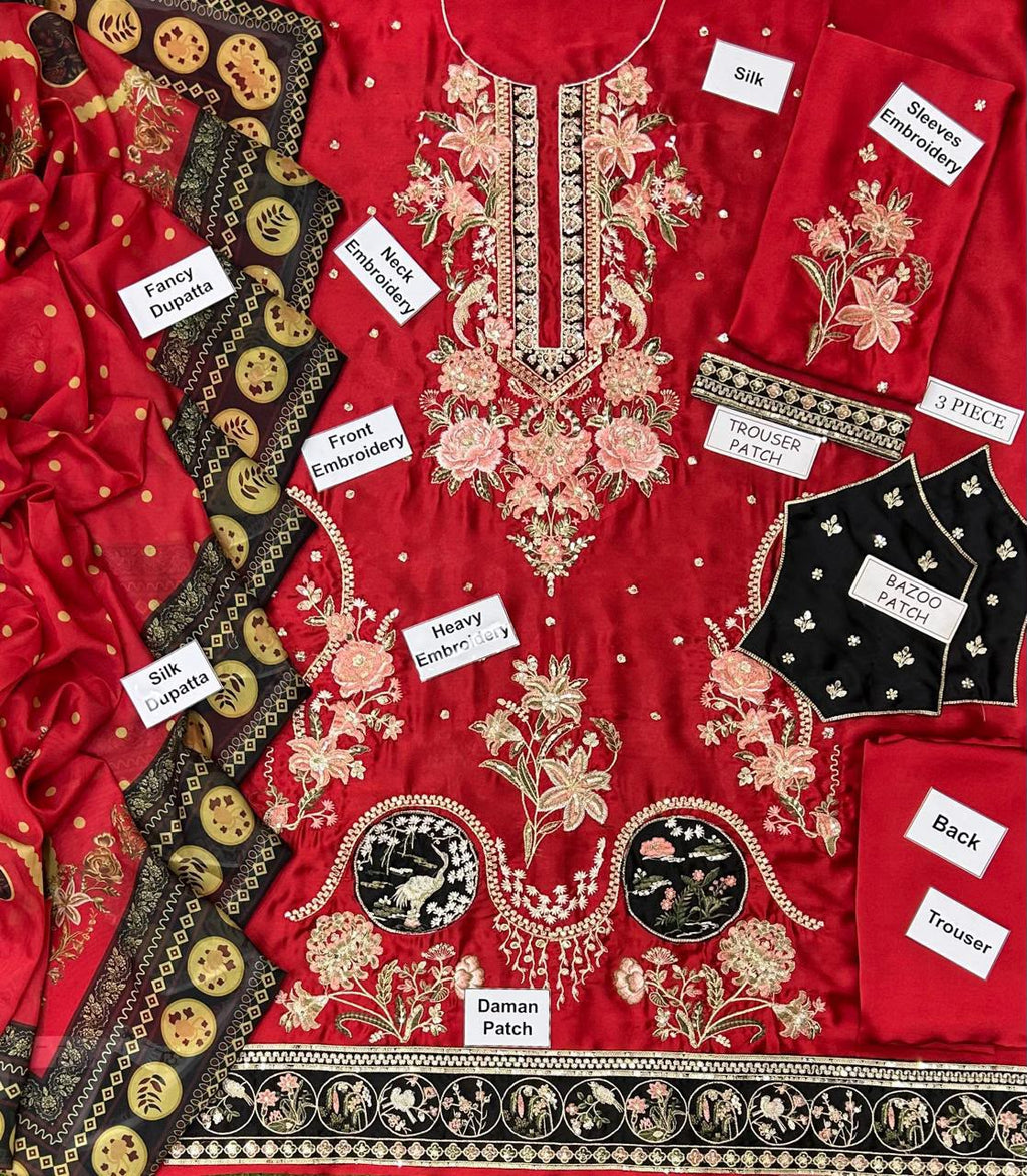 Ethnic Silk Collection 2026 – 3PC Heavy Embroidered Unstitched Suit
