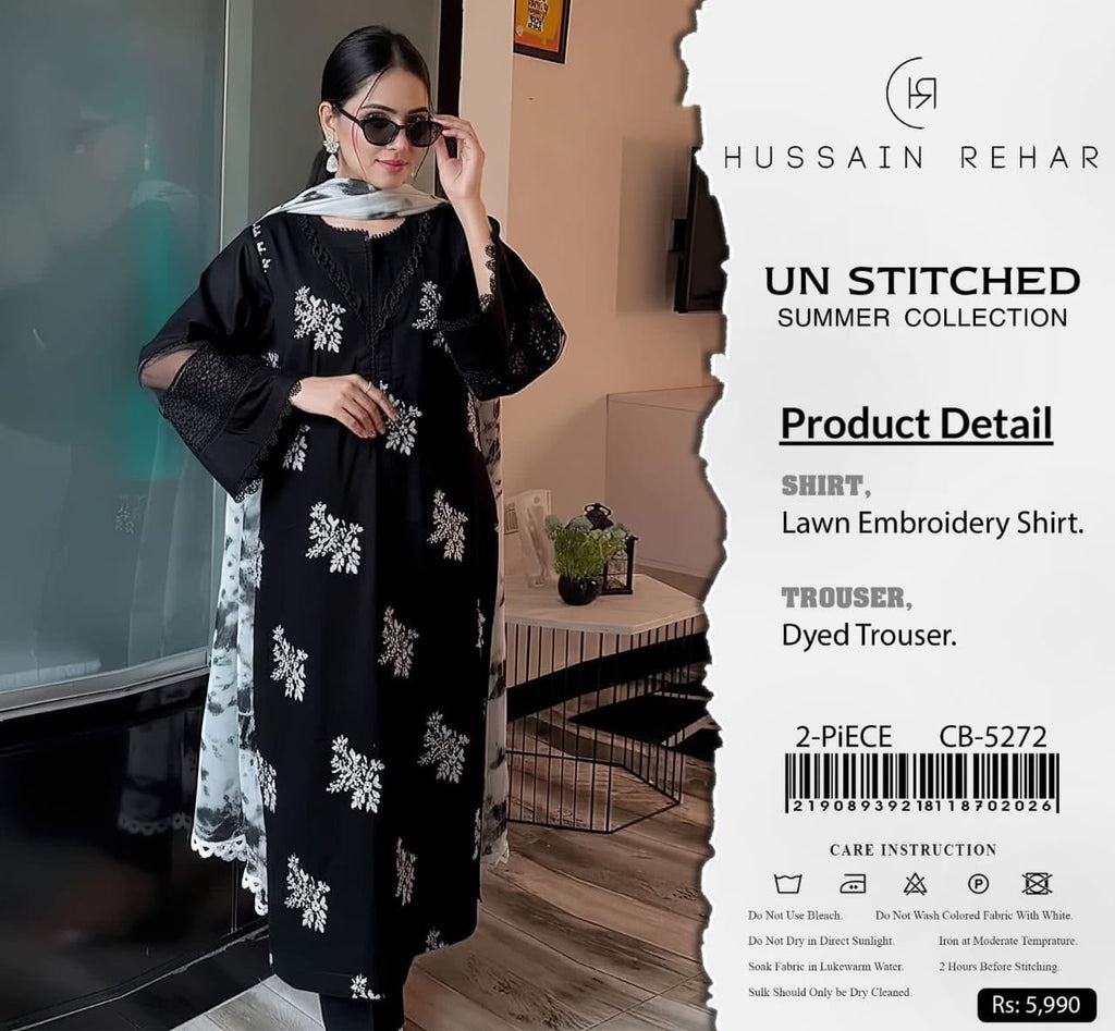 Hussain Rehar 5272 2 Piece Embroidered Airjet 2 piece Lawn Suit