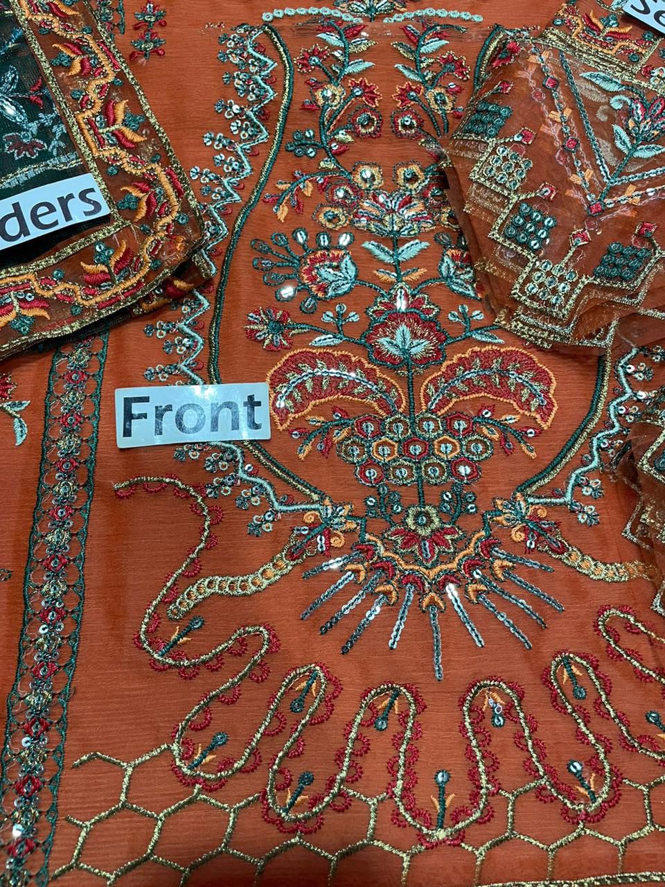Alizeh Embroidered Chiffon Unstitched 3 Piece Suit with Net Dupatta