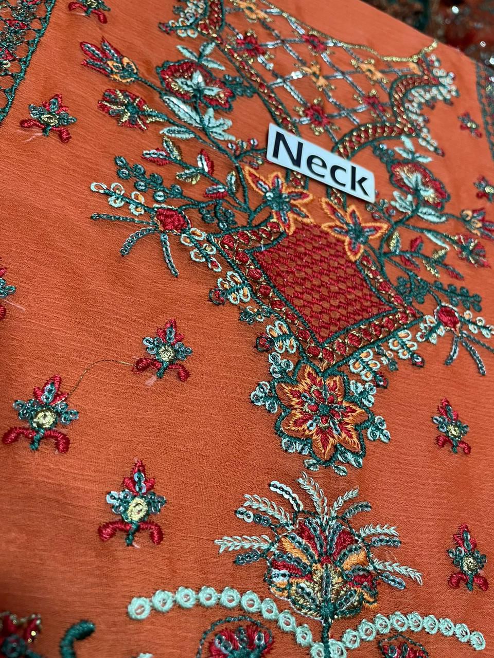 Alizeh Embroidered Chiffon Unstitched 3 Piece Suit with Net Dupatta