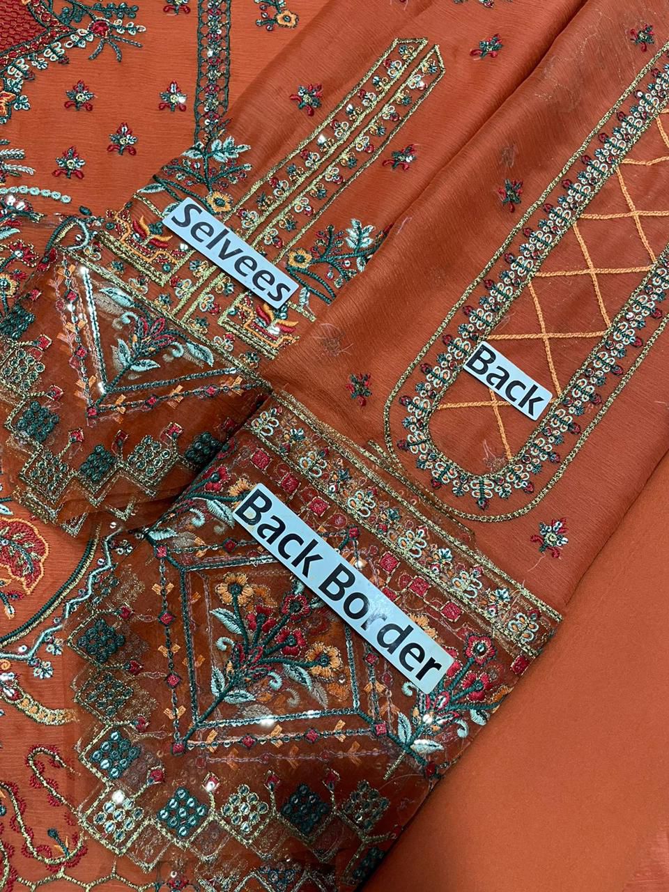 Alizeh Embroidered Chiffon Unstitched 3 Piece Suit with Net Dupatta