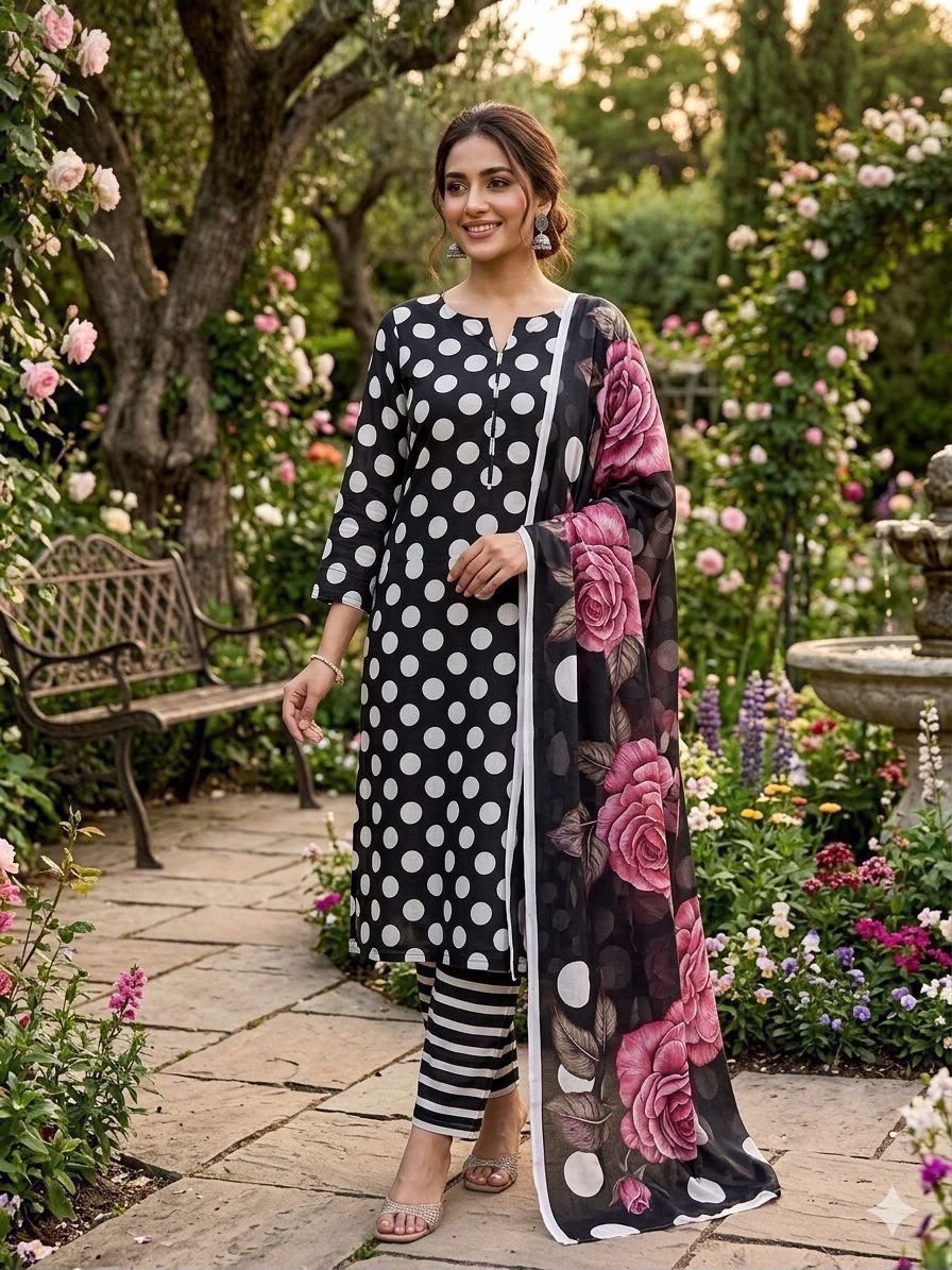Bin Saeed 2026 Polka Dots Printed Premium Airjet Lawn 3 Piece Suit
