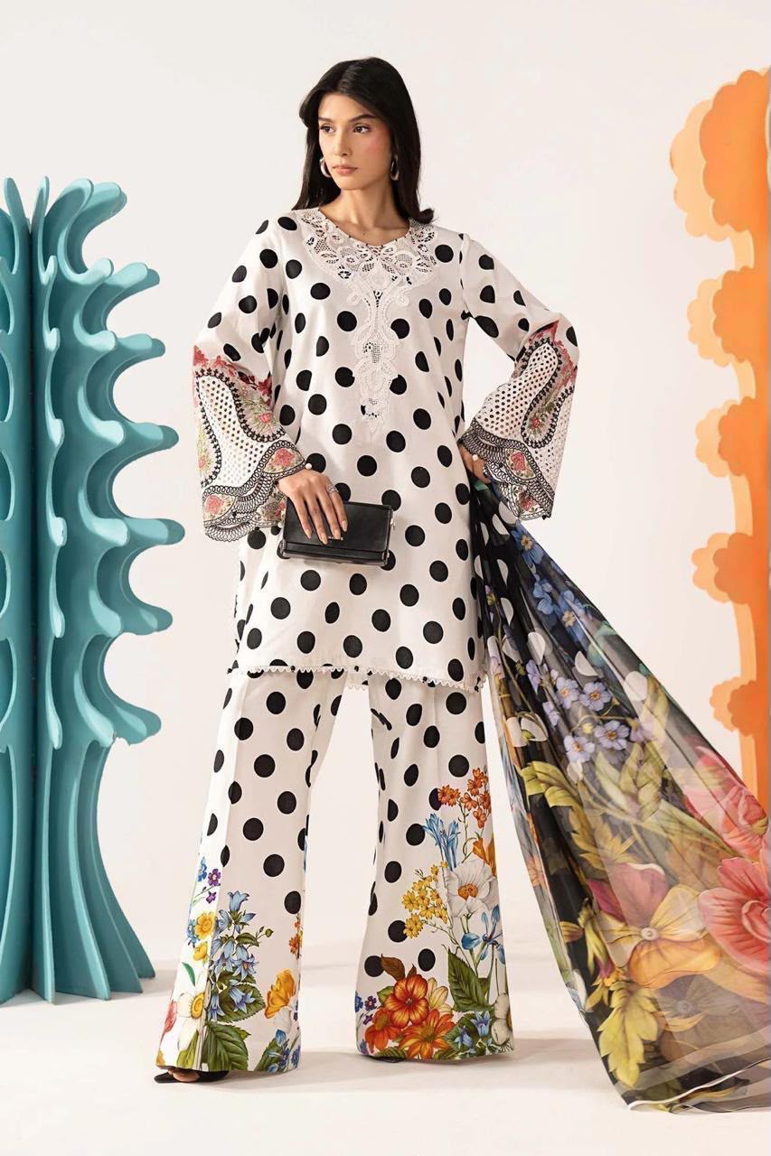 Bin Saeed 2026 Polka Dots Printed Premium Airjet Lawn 3 Piece Suit