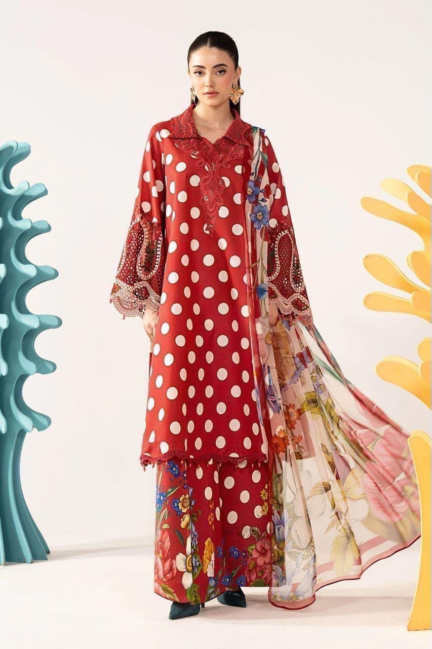 Bin Saeed 2026 Polka Dots Printed Premium Airjet Lawn 3 Piece Suit