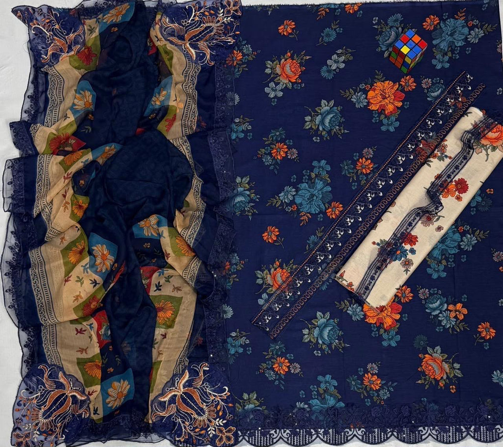 Luxury Embroidery Patches Suit – Ready to Wear Chiffon Dupatta