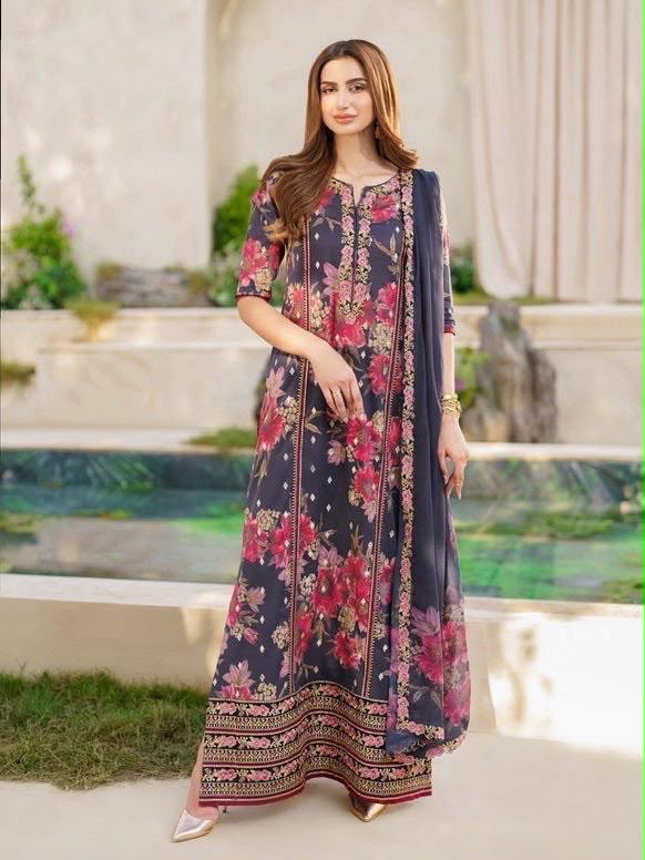 Luxury Embroidery Patches Suit – Ready to Wear Chiffon Dupatta