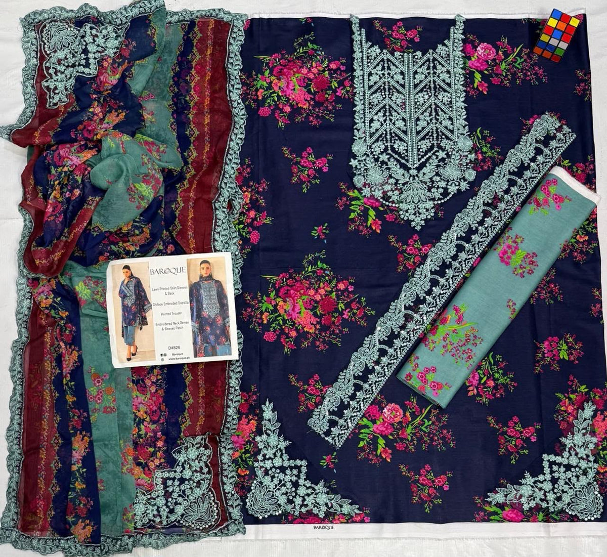Luxury Embroidery Patches Suit – Ready to Wear Chiffon Dupatta