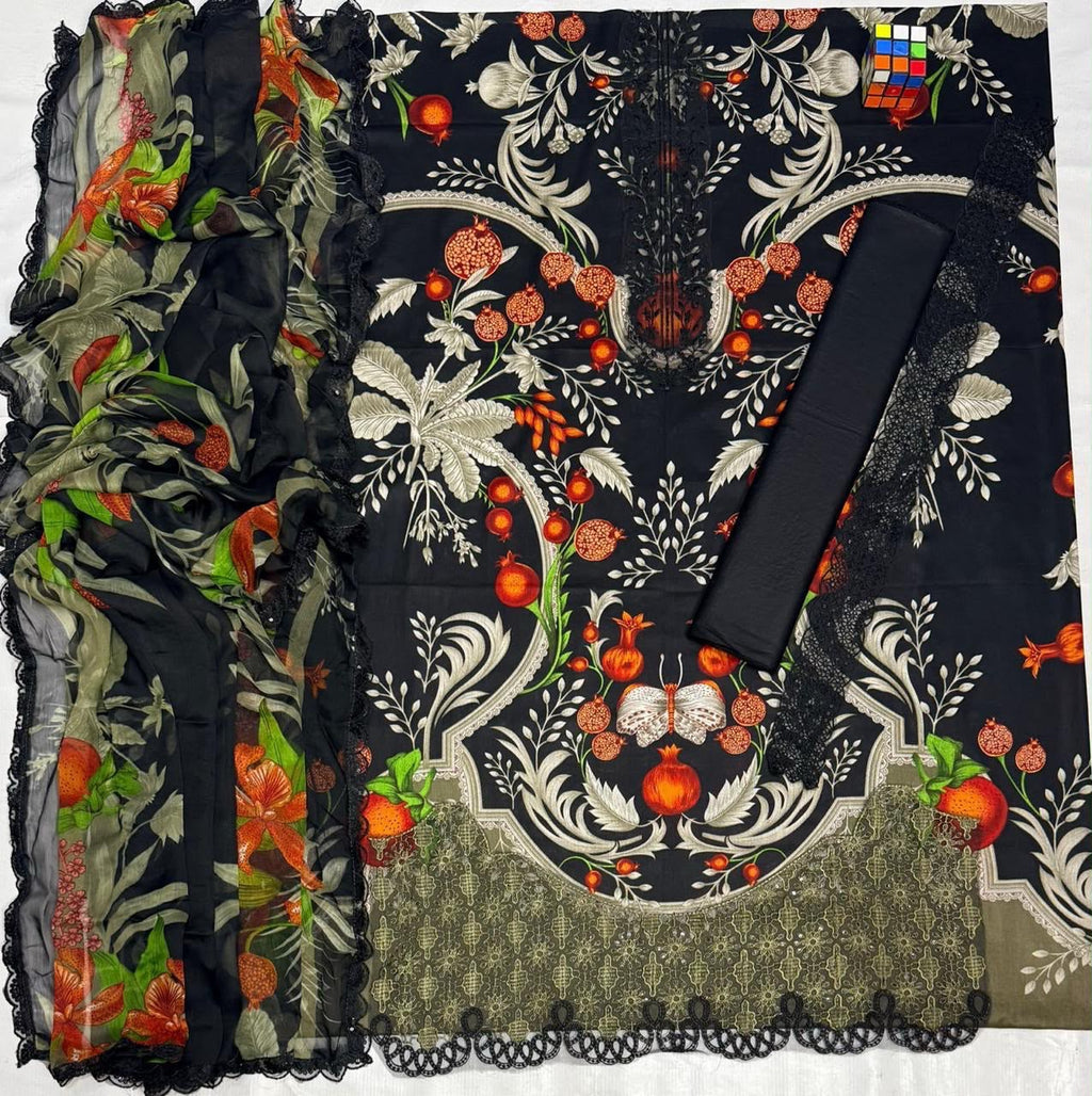 Luxury Embroidery Patches Suit – Ready to Wear Chiffon Dupatta