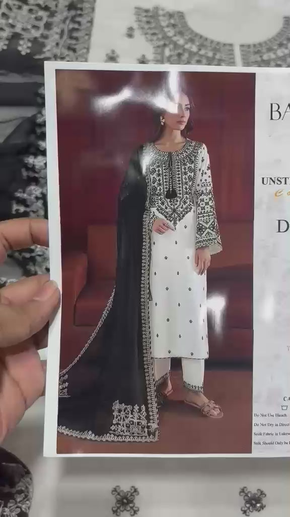 Baroque Premium Air-Jet Lawn Embroidered 3 Piece Suit with Bember Chiffon Dupatta